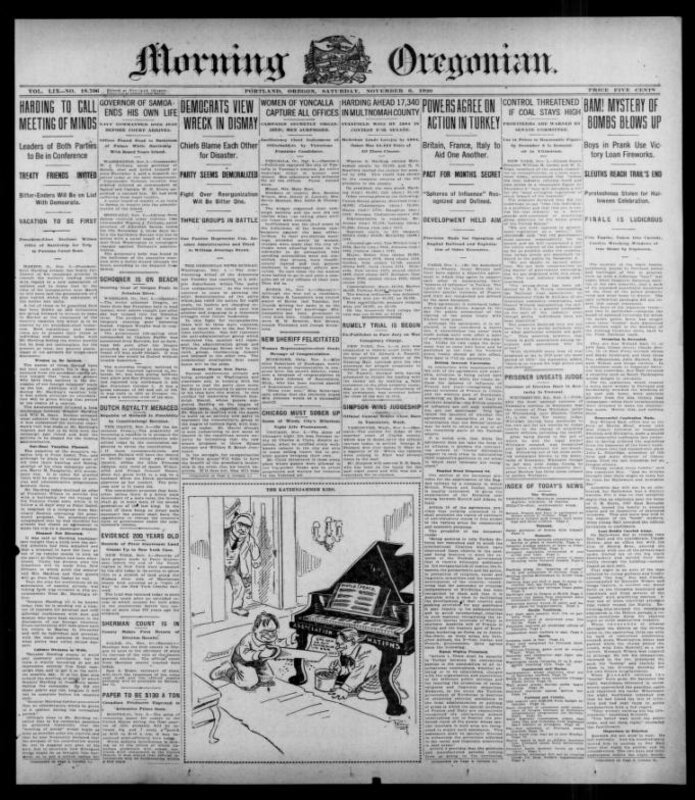 Morning Oregonian, November 6, 1920