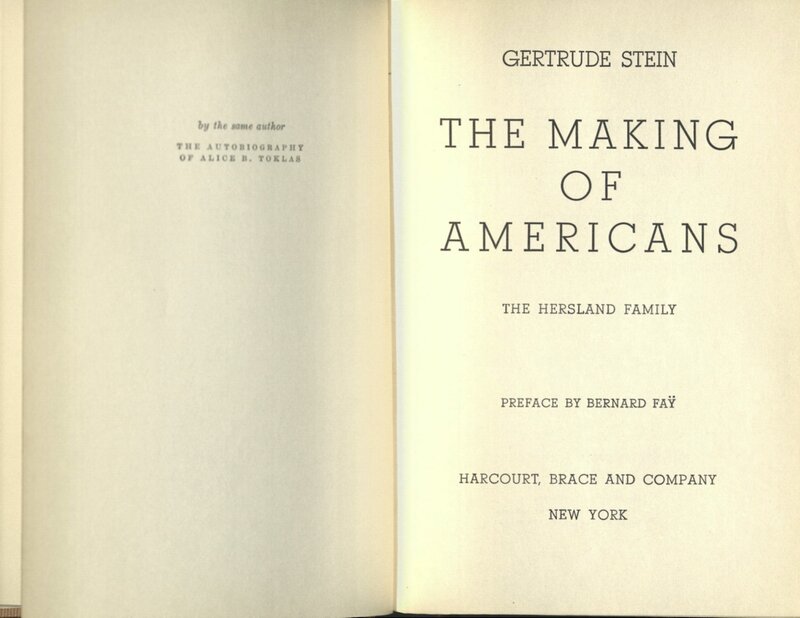 The Making of Americans, Title page