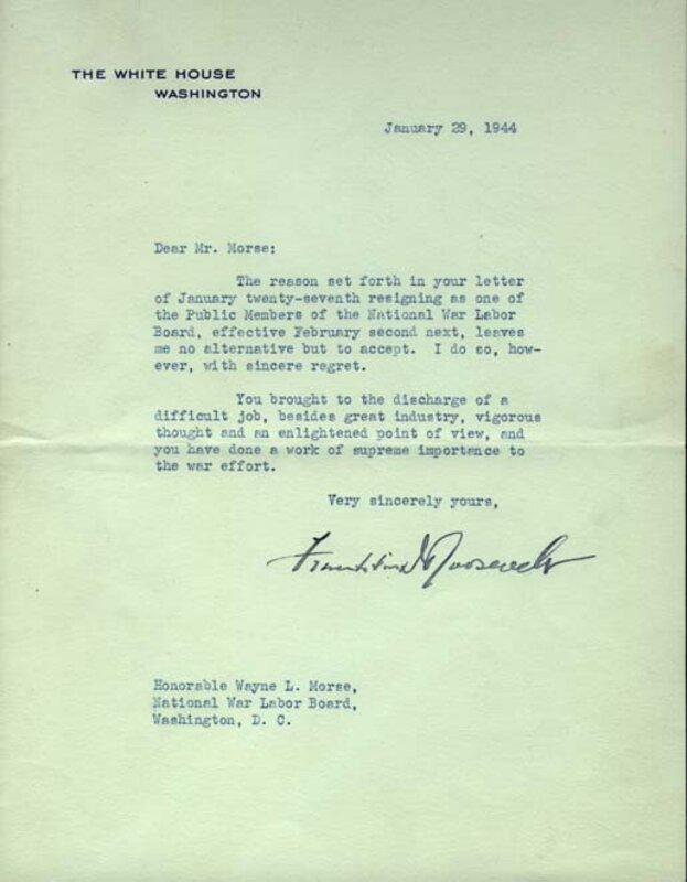 Letter from President Roosevelt