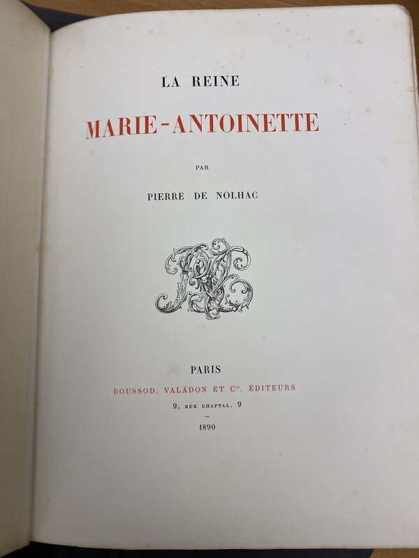 La Reine Marie-Antoinette, Title page