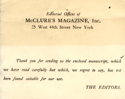 Rejection Slip, McClure's Magazine