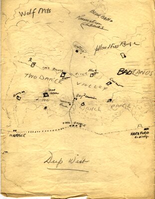 Hand-drawn Map by Haycox for Deep West