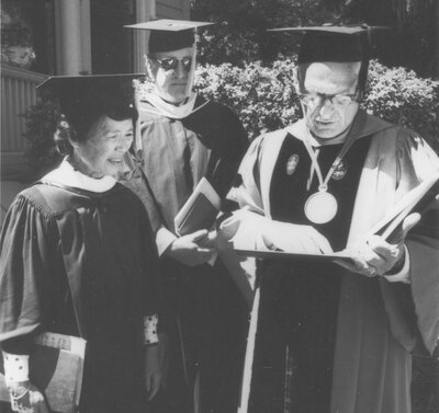 Michi Yasui Ando Receiving Diploma, 1986