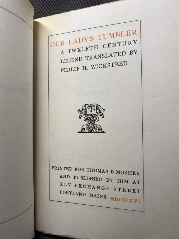 Our Lady's Tumbler: A Twelfth Century Legend