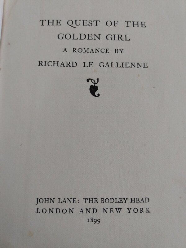 The Quest of the Golden Girl: A Romance, Title page
