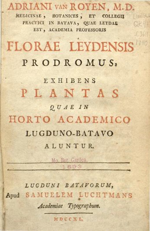 Florae leydensis prodromus, : exhibens plantas quae in Horto academico lugduno-batavo aluntur