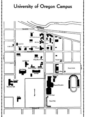 Map of the University of Oregon campus, 1937